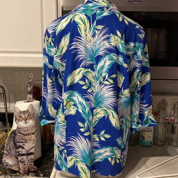 M womens Jacqueline Smith button front floral3/4 sleeve plus size shirt XXL - Picture 2 of 3